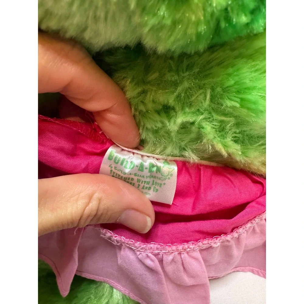 Build-A-Bear Workshop Green Triceratops Dinosaur Plush with Pink Dress 16in